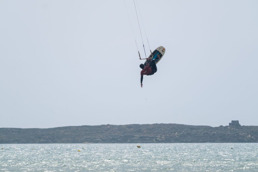 kitesurfer mohammed in Essaouira Morocco for Moroccan strapless kitesurf competition